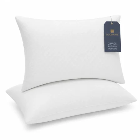 EGOHOME 2 Pack Bed Pillow, Shredded Gel Memory Foam Pillow, Standard Queen, Medium, Made in USA