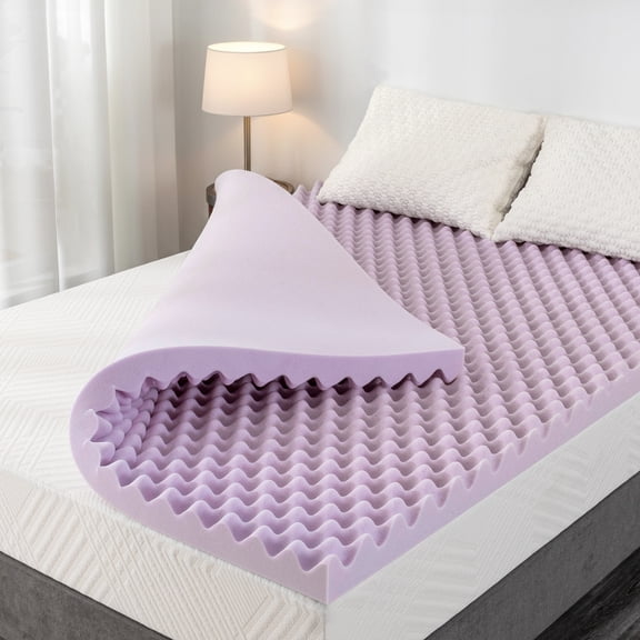 EGOHOME 2 inch Memory Foam Mattress Topper, Egg Crate Cooling Foam Pad with Lavender Gel, Cal King