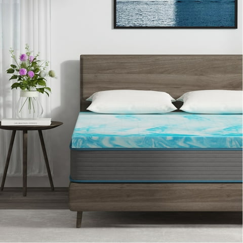 EGO HOME 3 inch Cooling Gel Memory Foam Mattress Topper, Twin Mattress Topper, Blue