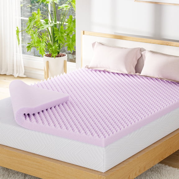 EGOHOME 3 inch King Size Memory Foam Mattress Topper,Egg Crate Foam Pad with Lavender Gel