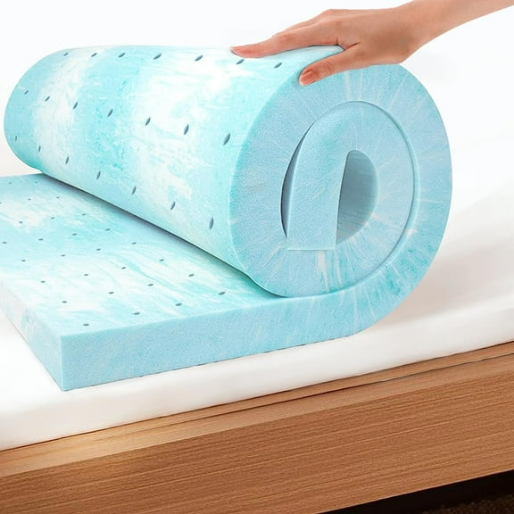 EGO Topper 4 Inch Queen Memory Foam Mattress Topper, Gel Foam Mattress Topper for Pressure Relief, Ventilated Design Bed Topper in a Box, CertiPUR-US Certified, 60"×80", Medium
