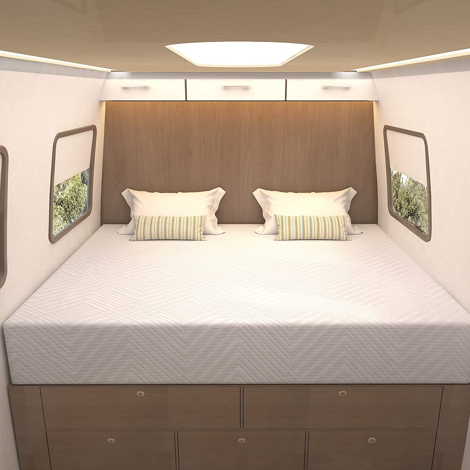 EGO White 10 Inch Short King Memory Foam RV Mattress, Cooling Gel Green