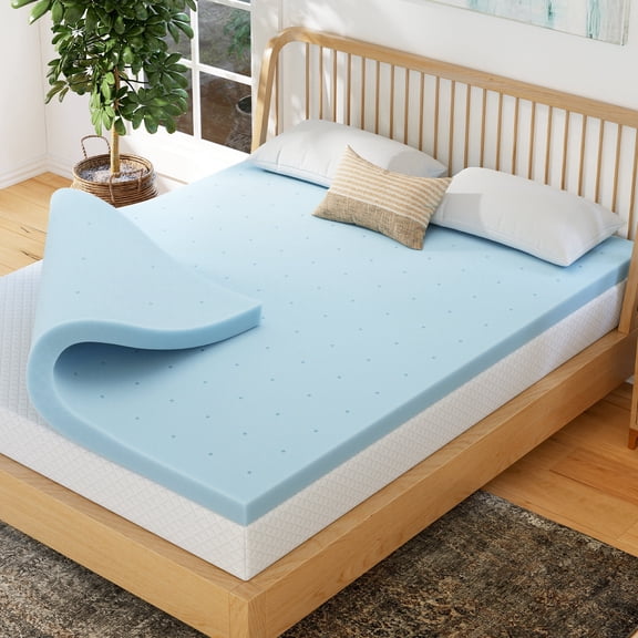 EGOHOME 3 Inch Twin Memory Foam Mattress Topper, Cooling Gel Infused & Pressure Relieving Pad in a box, Dorm Room Essentials, CertiPUR Certified, Blue