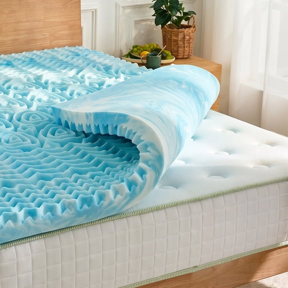 EGOHOME 4" Twin Mattress Topper, 5-Zone Cooling Gel Memory Foam Mattress Topper, Pressure Relief, CertiPUR-US Certified, Twin Topper Pad, Blue, 38"*75"*4"