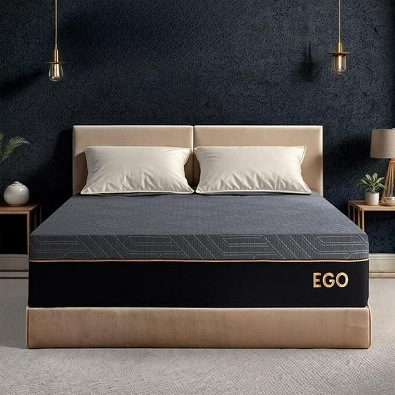 EGOHOME Ego Black 12 inch Gel Memory Foam Mattress, Cal King Size Mattress in a Box, Medium