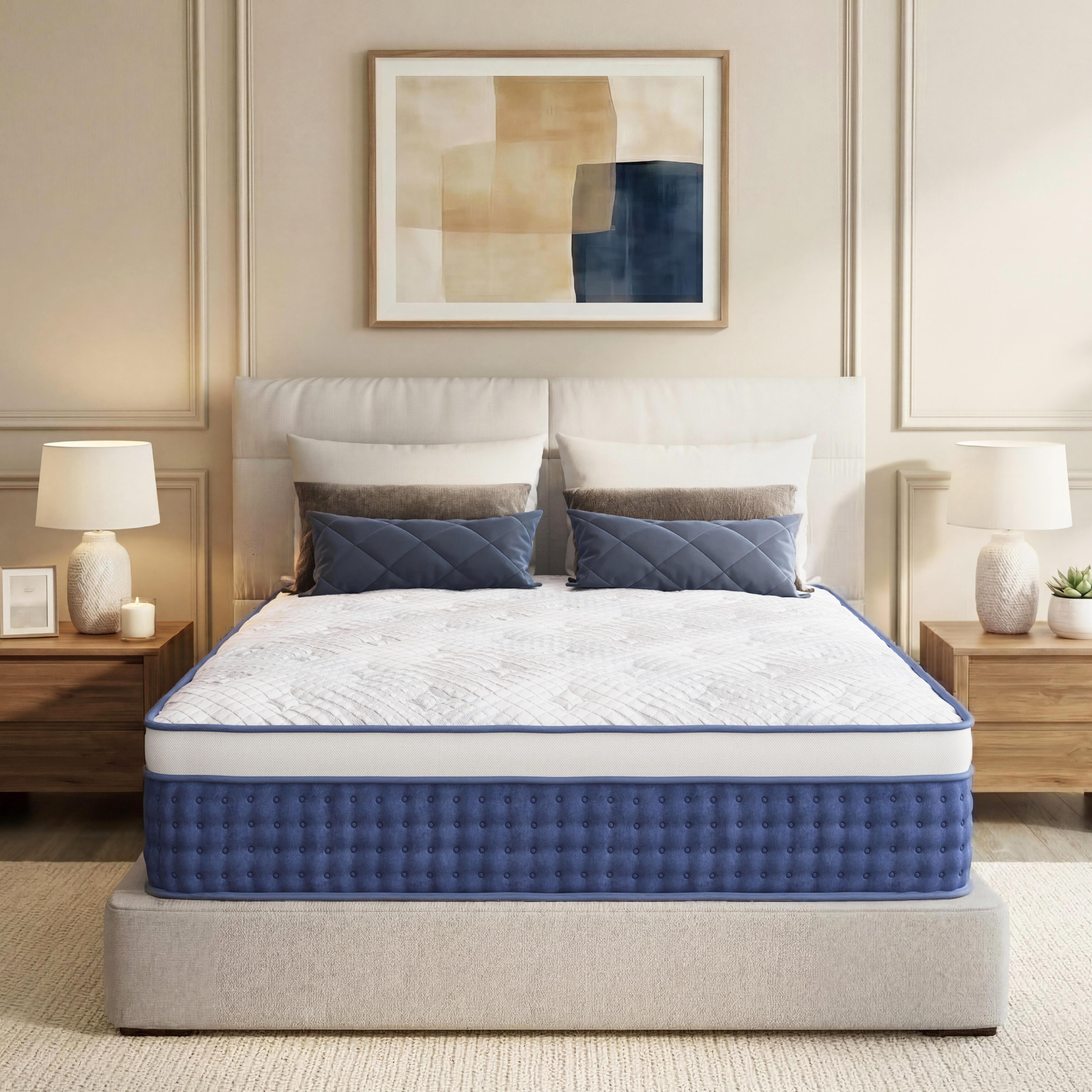 EGOHOME Full 14 inch Hybrid Mattress, Pocketed Springs, Medium, Pressure Relief, Reinforced Edge, Mattress in a Box