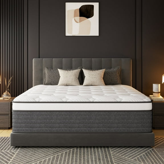 EGOHOME Queen Size Mattress in a box 14" Hybrid with Pocketed Springs, Medium, Pressure Relief, Reinforced Edge with handles
