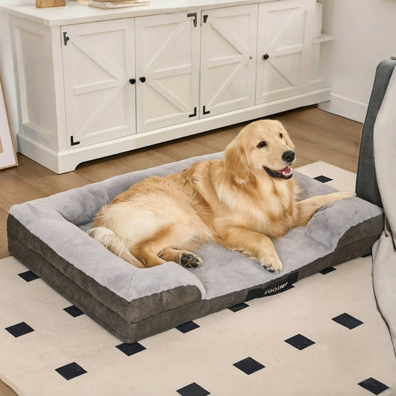 EGOHOME Sofa-Style Pet Orthopedic Bed, 3.5-Sided Bolster Memory Foam Dog Bed for Large and Medium Dogs with Machine Washable Cover and Non-Slip Bottom, L (35"x22"x6.5")