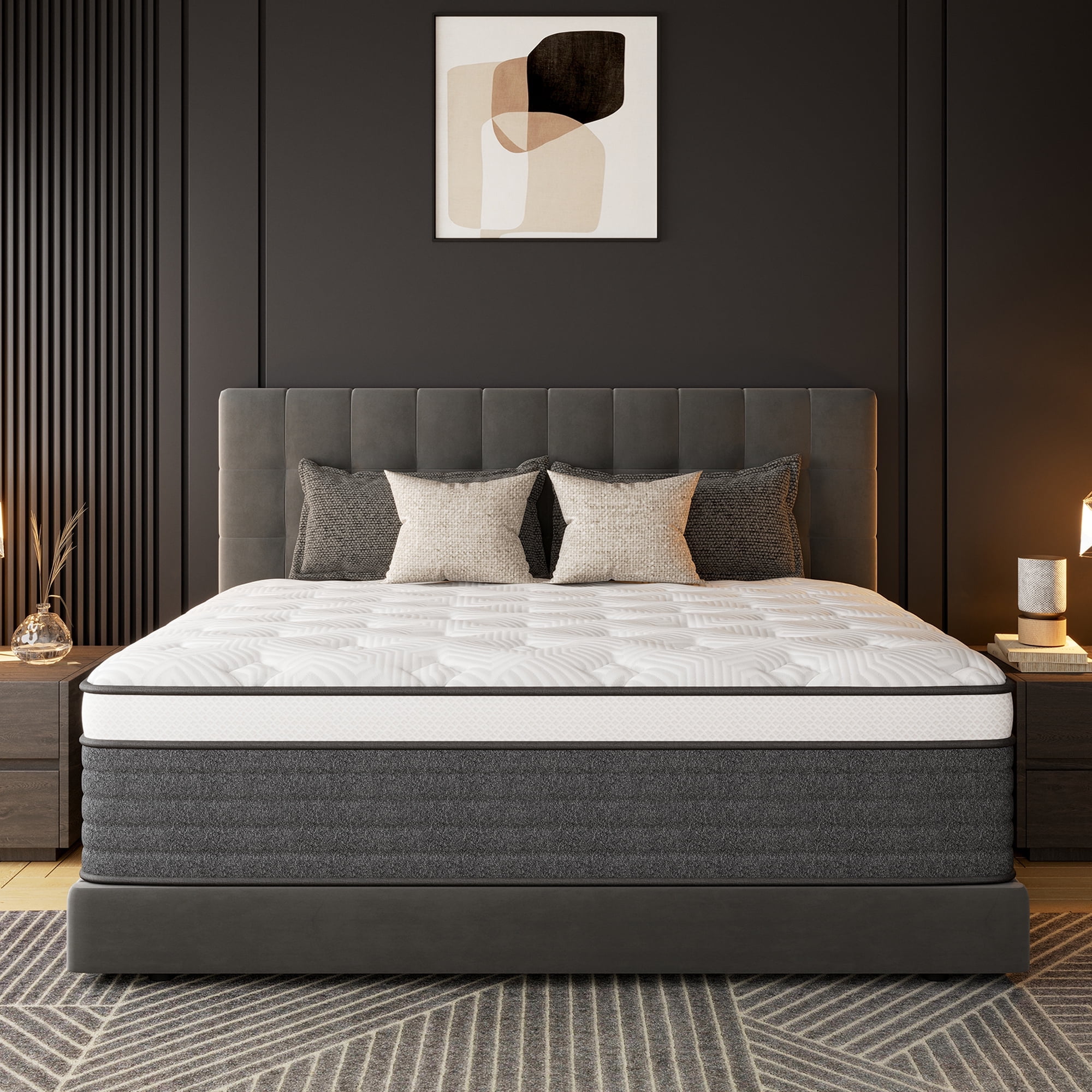 EGOHOME Twin 12 inch Hybrid Mattress with Pocketed Springs, Medium, Pressure Relief, Reinforced Edge with handles, Mattress in a Box