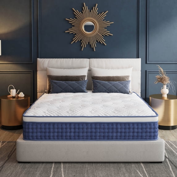 EGOHOME 10 inch Twin Hybrid Mattress, Pocketed Springs, Medium, Pressure Relief, Reinforced Edge, Mattress in a Box