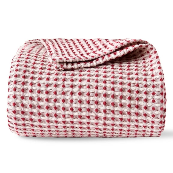 EGOHOME Twin Blanket for Bed, 100% Cotton Waffle Blanket, Lightweight Yet Cozy for Winter Bed Throw, 60" x 80"