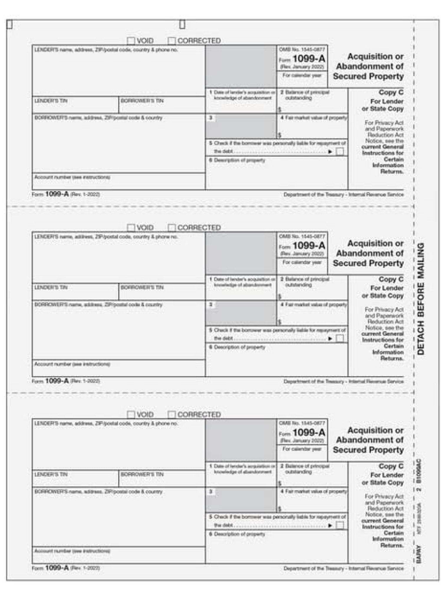 EGP 1099-A, Acquisition or Abandonment of Secured Property, Lender and ...