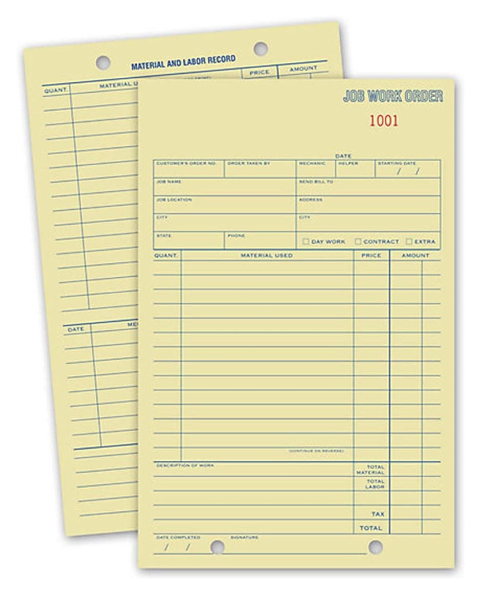 EGP Padded Job Work Order Cards 500 Cards