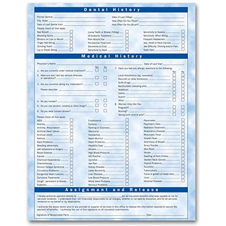 EGP Two Registration & History Form, English, Bright Skies Pattern, 3 Pads - 100 Per Pad, Size 8 1/2 x 11