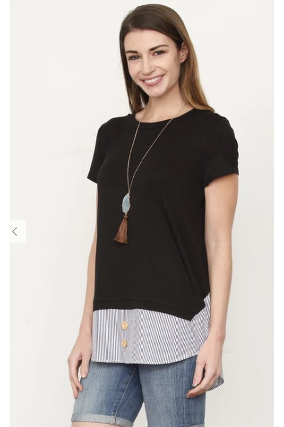 Black Stripe Accent Layered Tunic - XL