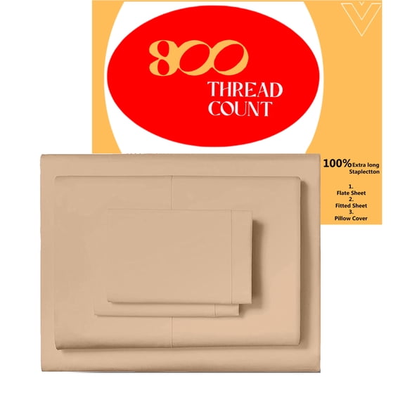 EGYLIN 600TC Soft Egyptian Cotton Sheet Set Soft and Breathable - 4 Piece Bed Sheet Beige Solid Twin Size - 21" Deep Pocket