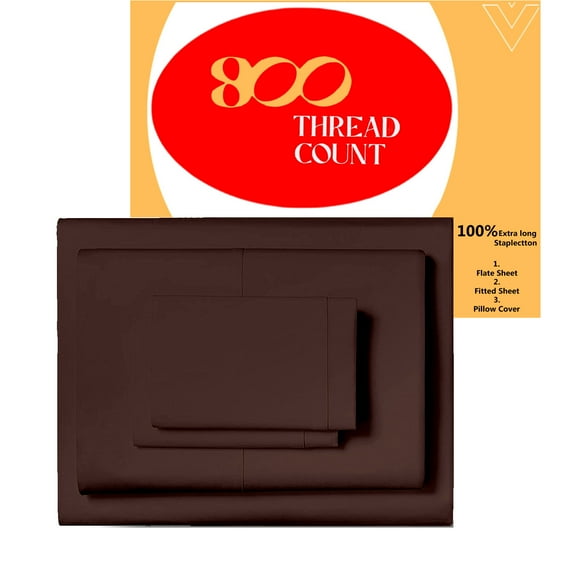 EGYLIN 600TC Soft Egyptian Cotton Sheet Set Soft and Breathable - 4 Piece Bed Sheet Chocolate Solid Full Size - 21" Deep Pocket