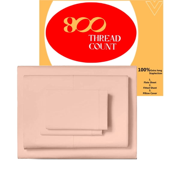 EGYLIN 600TC Soft Egyptian Cotton Sheet Set Soft and Breathable - 4 Piece Bed Sheet Peach Solid Full Size - 15" Deep Pocket