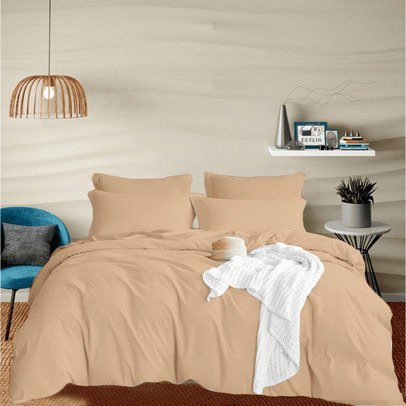 EGYLIN 800 Thread Count Duvet Cover set 100% Luxury Soft Egyptian Cotton with Zipper Closure 1 Pic Duvet Cover - Beige , Eastern King Size (118x110)