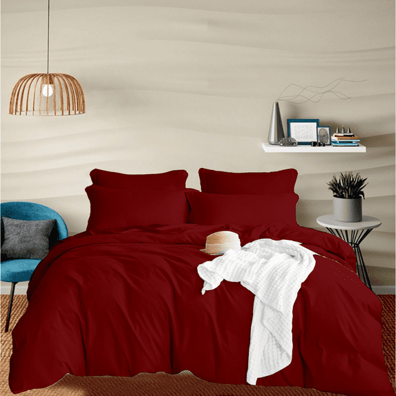 EGYLIN 800 Thread Count Duvet Cover set 100% Luxury Soft Egyptian Cotton with Zipper Closure 1 Pic Duvet Cover - Burgandy , Super King (98x108)