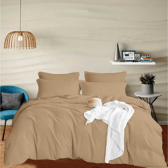 EGYLIN 800 Thread Count Duvet Cover set 100% Luxury Soft Egyptian Cotton with Zipper Closure 1 Pic Duvet Cover - Taupe , Oversized Queen (100x100)