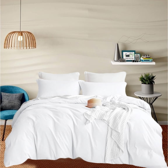 EGYLIN 800 Thread Count Duvet Cover set 100% Luxury Soft Egyptian Cotton with Zipper Closure 1 Pic Duvet Cover - White , Eastern King Size (118x110)