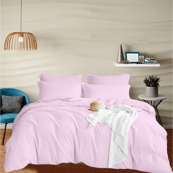 EGYLIN 800 Thread Count Duvet Cover set 100% Luxury Soft Egyptian Cotton with Zipper Closure 5 Pic Duvet Set - Pink , Eastern King Size (118x110)