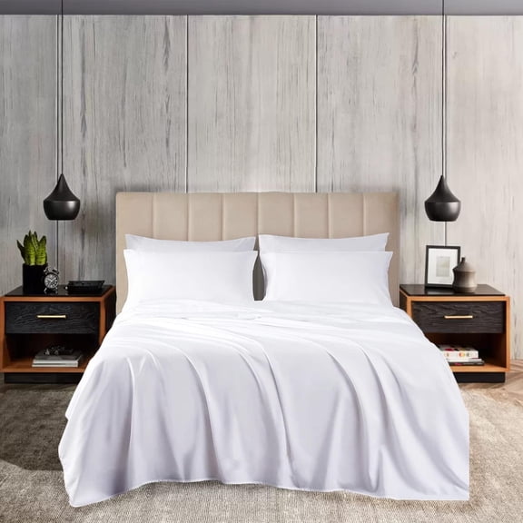 EGYLIN 800TC Egyptian Cotton Sheet Set Soft and Breathable 4 Piece Bed Sheet White Solid King Size 1 Fitted Sheet 1 Flat Sheet and 2 Pillowcase Fits 15 inch Deep Pocket Mattress