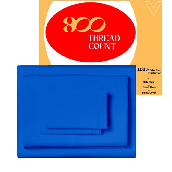 EGYLIN 800TC Soft Egyptian Cotton Sheet Set Soft and Breathable - 4 Piece Bed Sheet Egyptian Blue Solid Full Size - 21" Deep Pocket