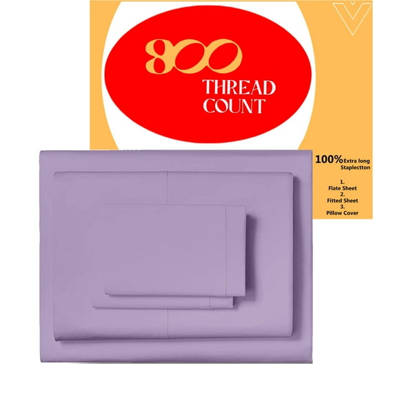 EGYLIN 800TC Soft Egyptian Cotton Sheet Set Soft and Breathable - 4 Piece Bed Sheet levender Solid Full Size - 12" Deep Pocket