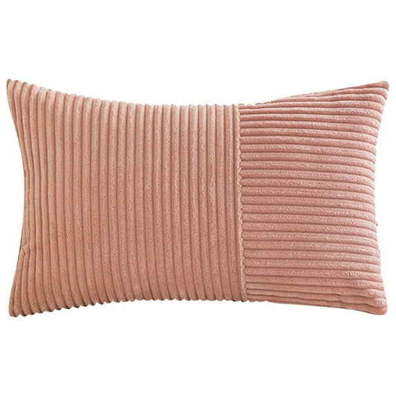 EGYMEN 12"x20" Corduroy Splicing Pillowcase, Modern Style Cushion Cover for Living Room, Decorative Waist Pillowcase, Elegant Zippered Pillow Cover for Home Decor(Pink)