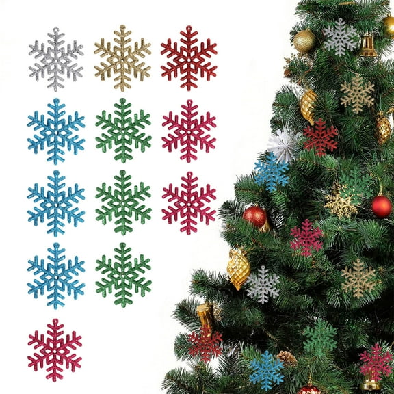 EGYMEN 12Pcs Christmas Snowflake Ornaments, Colorful Snowflake Decorations For Tree, Festive Snowflake Pendants For Holiday Decor, Vibrant Snowflake Hanging Accents For Celebration(Multicolor)