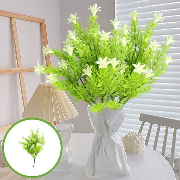 EGYMEN 14" Simulation Lilies, Artificial Maple Leaves, Outdoor Fake Bouquet for Holiday Home Garden Decorations, Realistic Plastic Lily Flowers