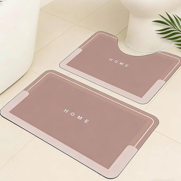 EGYMEN 2 Pcs Diatom Mud Bathroom Floor Mat, Fast Drying Water Absorbent Bath Rug, Non-Slip Toilet Mat Set, Stylish Bathroom Entrance Mats