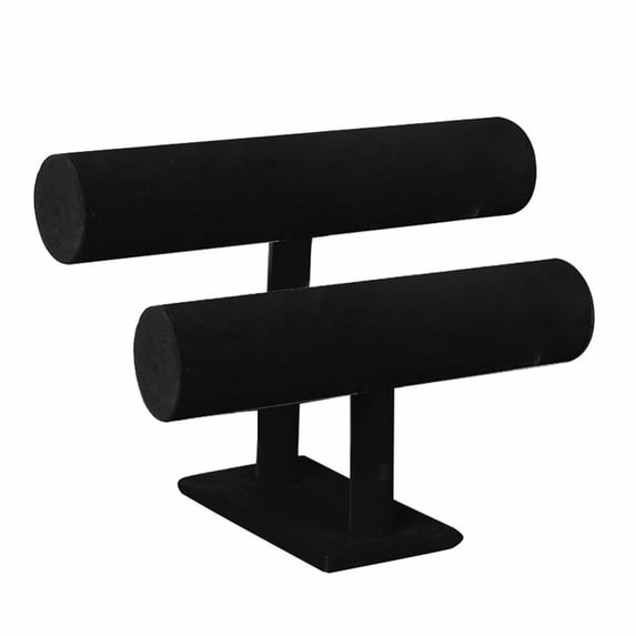 EGYMEN 2-Tier Jewelry Organizer, Elegant Velvet Bracelet and Watch Display Stand, Stylish Jewelry Storage Rack, Fashionable Multi-Tier Accessory Holder(Black)
