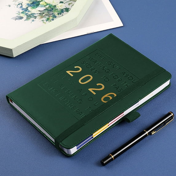 EGYMEN 2026 Large Agenda Planner, 365 Day Daily Organizer Notebook with Hourly Scheduling, Management Record Journal for January to December 2025(Green)