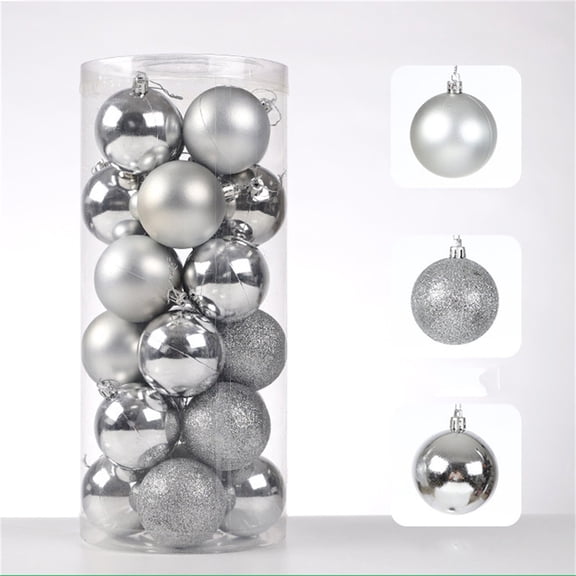 EGYMEN 24pcs 2.36" Small Christmas Ball Ornaments Shatterproof Christmas Decorations Tree Balls for Holiday Wedding Party Decoration(Silver)