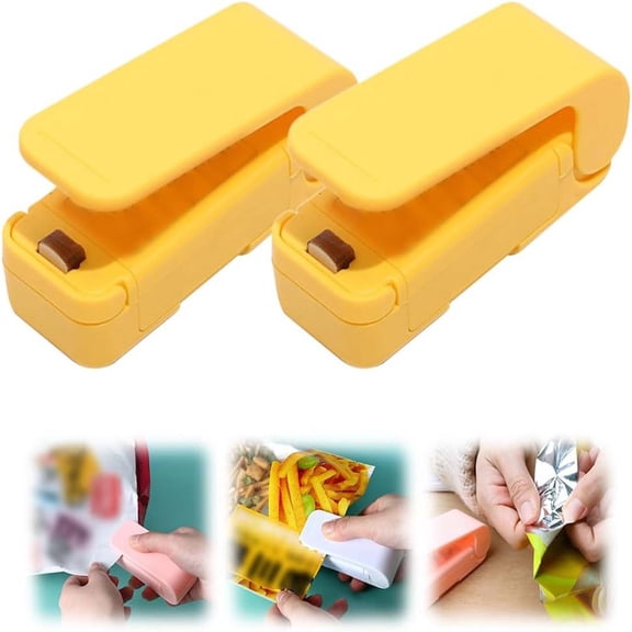EGYMEN 2PCS Household Mini Portable Hand Press Plastic Bag Sealer, Battery-Powered Bag Resealer, 2-in-1 Food Preservation Tool, Heat Seal Machine for Snacks and Grocery Bags