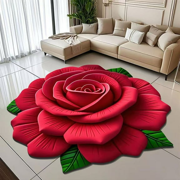 EGYMEN 3D Flower Mat, Soft Carpet, Non-Slip Area Rug, Dining Room Home Bedroom Decorative Floor Carpet