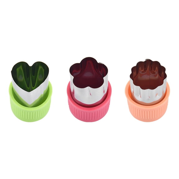 EGYMEN 3PCS Fruit and Vegetable Cutter Mold, Star Shape Cake Plunger Mould, Fondant Decoration Tool Set, Stainless Steel and Plastic Pastry Cutter Kit for DIY Baking and Crafting