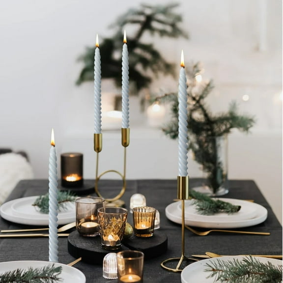 EGYMEN 4PCS Long Thread Candle Set, Elegant Taper Candles for Wedding Banquet Party Holiday Decoration, Four Pack Scented Pillar Candles