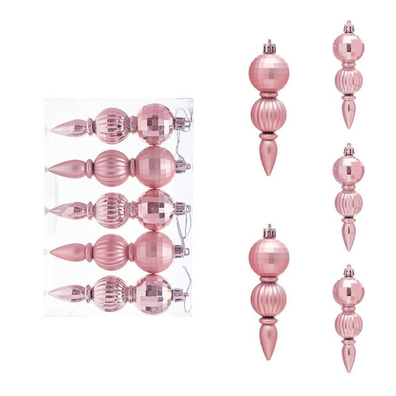 EGYMEN 5 Pack Christmas Decorative Ornaments, Shiny Hanging Balls For Tree, Festive Holiday Baubles, Glittering Decorative Spheres For Winter Décor