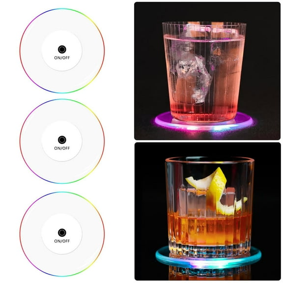 EGYMEN 6PC LED Drink Coaster, Colorful Illuminated Cup Mat with Multi-Color Modes, Interactive Bar Beverage Pad, Rechargeable Luminous Bar Accessory for Parties and Celebrations