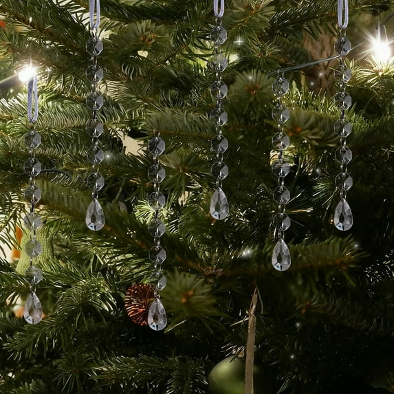 EGYMEN 6Pcs Christmas Decorations, Elegant Snowflake Ornaments, Acrylic Crystal Icicle Pendants, Winter Drop Water Drops(Clear)