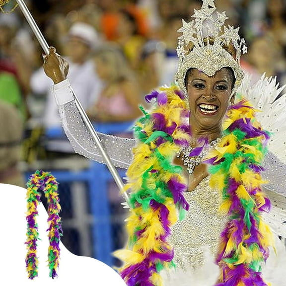 EGYMEN 70" Mardi Gras Carnival Party Wool Strips, Colorful Fringe Decoration, Festival Neck Accessory, Parade Outfit Enhancer