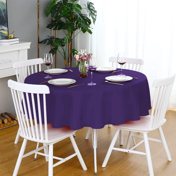 EGYMEN 80 Inches Round Tablecloth, Elegant Circular Table Cover for Dining, Durable Polyester Table Cloth for Events, Versatile Table Linen for Home and Hospitality(Purple)