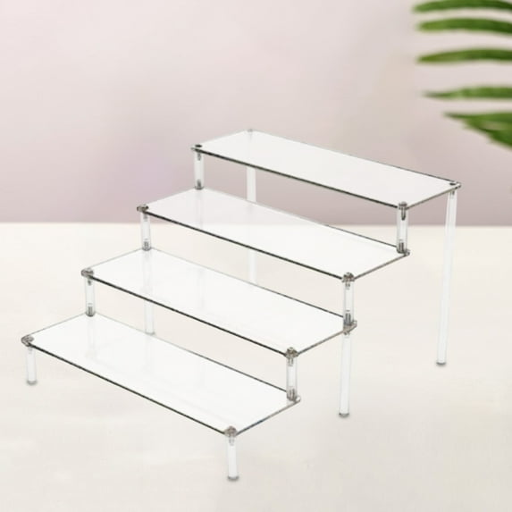 EGYMEN Acrylic Transparent Display Rack, Multi-Tier Artifact Storage Shelf, Clear Doll Display Stand, Perfume and Jewelry Organizer