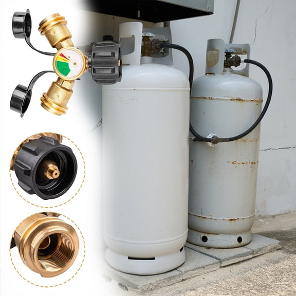 EGYMEN Adapter, Propane Refill Adapter with Pressure Gauge, Upgraded Propane Elbow Connector, 90 Degree Propane Tank Filler, QCC1 Propane Refill Device
