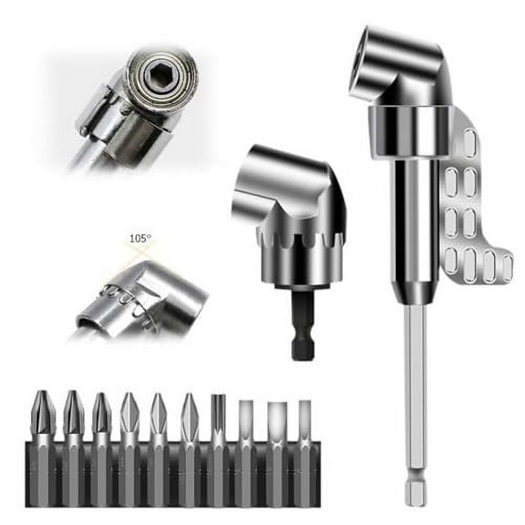 EGYMEN Angle Wrench Attachment Adapter, Multi-function Bend Screwdriver Bit Set, Hex Shank Angle Gear for Garage Builders, Magnetic Precision and Versatile Drill Bits