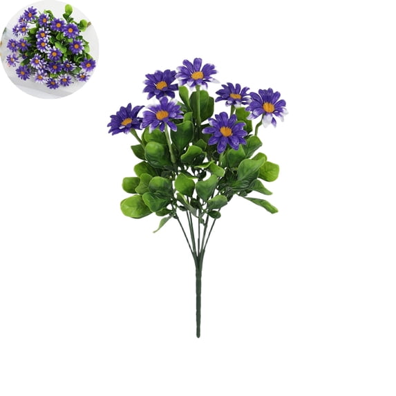 EGYMEN Artificial Daisies, Plastic Flowers Bouquet, Realistic Floral Arrangement, Garden Decoration, Hanging Display for Home and Outdoor Use (Purple)